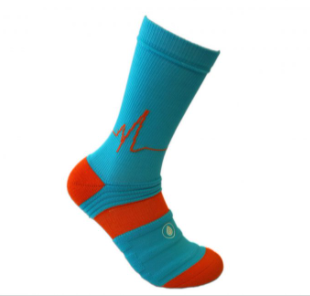 Bamboo Athletic Sport Pro Crew Socks in Blue & Orange - Colmena 