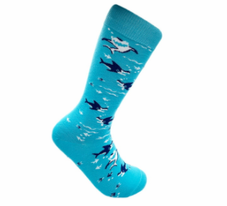 repreve shark crew socks in blue
